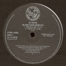 DJ Duke Blow Your Whistle (The Remixes) USED VINYL 12INCH 33 S RPM PROMO