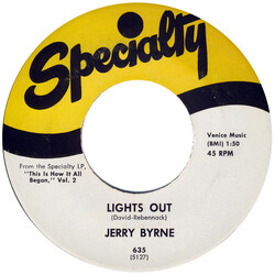 Jerry Byrne Lights Out / Honey Baby USED VINYL 7INCH 45 RPM SINGLE REISSUE