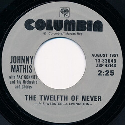 Johnny Mathis / Ray Conniff And His Orchestra & Chorus The Twelfth Of Never / Wonderful! Wonderful! USED VINYL 7INCH 45 RPM REISSUE