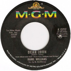 Hank Williams Dear John USED VINYL 7INCH 45 RPM SINGLE
