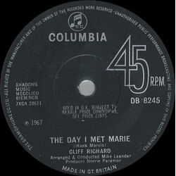 Cliff Richard The Day I Met Marie USED VINYL 7INCH 45 RPM SINGLE