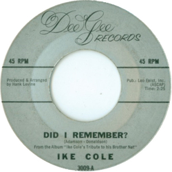 Ike Cole Did I Remember? Vinyl 7" USED