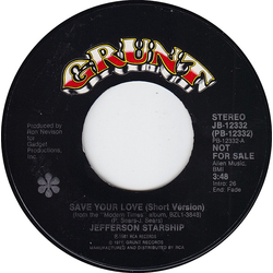 Jefferson Starship Save Your Love Vinyl 7" USED