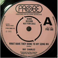 Ray Charles What Have They Done To My Song Ma / America The Beautiful USED VINYL 7INCH 45 RPM SINGLE PROMO