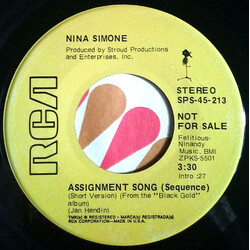 Nina Simone Assignment Song (Sequence) USED VINYL 7INCH 45 RPM SINGLE PROMO STEREO