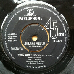 Matt Monro Walk Away / Around The World VINYL 7" USED