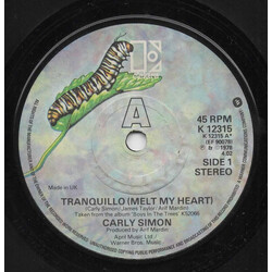 Carly Simon Tranquillo (Melt My Heart) USED VINYL 7INCH 45 RPM