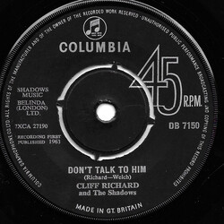 Cliff Richard & The Shadows Don't Talk To Him USED VINYL 7INCH 45 RPM SINGLE