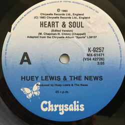 Huey Lewis & The News Heart & Soul USED VINYL 7INCH 45 RPM SINGLE