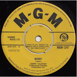 Johnny Tillotson Worry USED VINYL 7INCH 45 RPM SINGLE