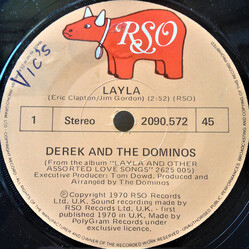 Derek & The Dominos / Eric Clapton Layla / Wonderful Tonight (Live Version) USED VINYL 7INCH 45 RPM SINGLE