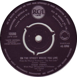 Eddie Fisher On The Street Where You Live USED VINYL 7INCH 45 RPM SINGLE