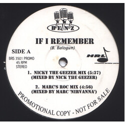 Benz If I Remember USED VINYL 12INCH PROMO