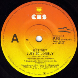Get Wet (2) Just So Lonely USED VINYL SINGLE 45 RPM 7INCH