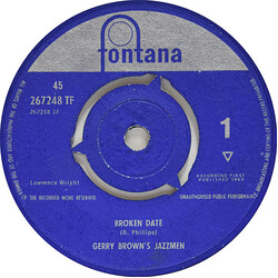 Gerry Brown's Jazzmen Broken Date USED VINYL 7INCH 45 RPM SINGLE