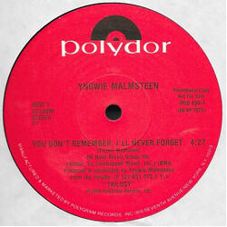 Yngwie Malmsteen You Don't Remember, I'll Never Forget USED VINYL 12INCH 33 S RPM PROMO