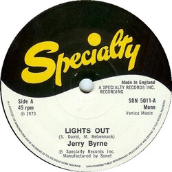 Jerry Byrne Lights Out / Honey Baby USED VINYL 7INCH 45 RPM SINGLE REISSUE MONO