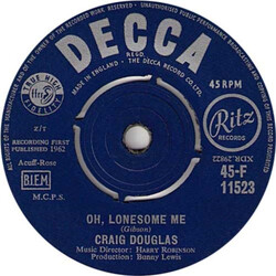 Craig Douglas (2) Oh, Lonesome Me USED VINYL 7INCH 45 RPM SINGLE