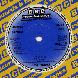 Dave Brooks (11) Vox Pop Vinyl 7" USED
