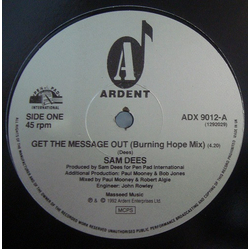 Sam Dees Get The Message Out (Burning Hope Mix) Vinyl 12" USED