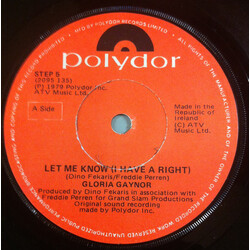Gloria Gaynor Let Me Know (I Have A Right) USED VINYL 7INCH SINGLE 45 RPM