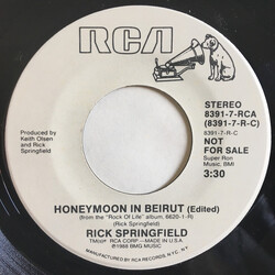 Rick Springfield Honeymoon In Beirut USED VINYL 7INCH 45 RPM SINGLE PROMO