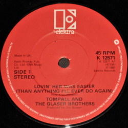 Tompall Glaser & The Glaser Brothers Lovin' Her Was Easier (Than Anything I'll Ever Do Again) Vinyl 7" USED