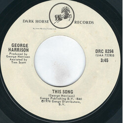 George Harrison This Song USED VINYL 7INCH 45 RPM SINGLE STYRENE