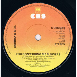 Barbra Streisand / Neil Diamond You Don't Bring Me Flowers USED VINYL 7INCH REPRESS