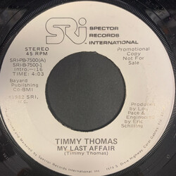Timmy Thomas My Last Affair USED VINYL 7INCH 45 RPM SINGLE PROMO STEREO