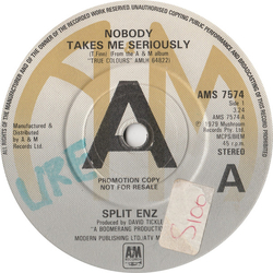 Split Enz Nobody Takes Me Seriously Vinyl 7" USED