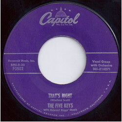 The Five Keys Out Of Sight, Out Of Mind / That's Right USED VINYL 7INCH 45 RPM SINGLE MONO