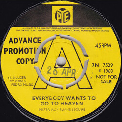 Jack Ruane Jr. Everybody Wants to Go To Heaven (Nobody Wants To Die) Vinyl 7" USED