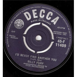 Billy Fury I'd Never Find Another You / Sleepless Nights VINYL 7" USED