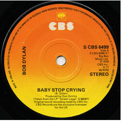 Bob Dylan Baby Stop Crying USED VINYL 7INCH 45 RPM SINGLE