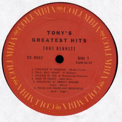 Tony Bennett Tony's Greatest Hits Vinyl LP USED