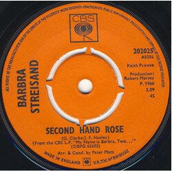 Barbra Streisand Second Hand Rose USED VINYL 7INCH SINGLE 45 RPM