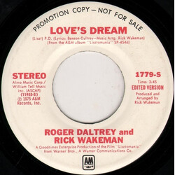 Roger Daltrey / Rick Wakeman Love's Dream USED VINYL 7INCH 45 RPM SINGLE PROMO