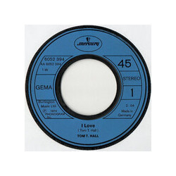 Tom T. Hall I Love / Back When We Were Young Vinyl 7" USED