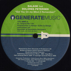 Balage / Dolores Petersen Got You On My Mind (I Remember) USED VINYL 12INCH 33 S RPM 45 RPM