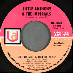 Little Anthony & The Imperials Out Of Sight, Out Of Mind / Summer's Comin' In USED VINYL 7INCH 45 RPM SINGLE STYRENE