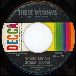 Wilma Lee & Stoney Cooper / Wilma Lee Cooper Three Widows / A Hero's Death USED VINYL 7INCH 45 RPM