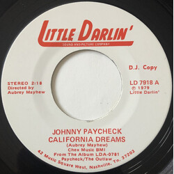 Johnny Paycheck California Dreams / The Loser USED VINYL 7INCH 45 RPM SINGLE PROMO WHITE LABEL