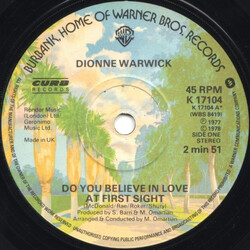 Dionne Warwick Do You Believe In Love At First Sight USED VINYL 7INCH 45 RPM