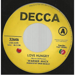 Warner Mack Love Hungry USED VINYL 7INCH 45 RPM PROMO