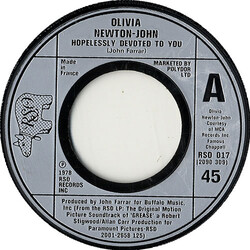 Olivia Newton-John Hopelessly Devoted To You USED VINYL 7INCH 45 RPM SINGLE