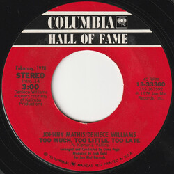 Johnny Mathis / Deniece Williams Too Much, Too Little, Too Late USED VINYL 7INCH 45 RPM SINGLE STYRENE STEREO