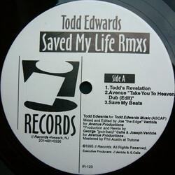 Todd Edwards Saved My Life (Remixes) USED VINYL 12INCH 33 S RPM