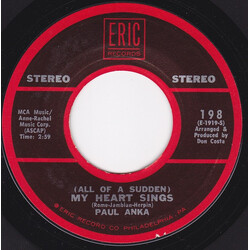 Paul Anka (All Of A Sudden) My Heart Sings / My Home Town USED VINYL 7INCH 45 RPM REISSUE STYRENE STEREO
