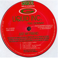 Liquid Inc. / Donnah Just My Friend USED VINYL 12INCH 33 S RPM